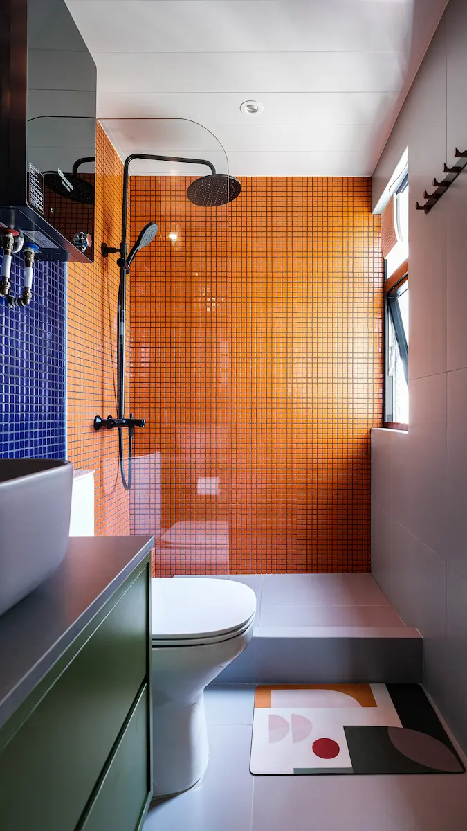 HK Interior design project of a colorful bathroom design