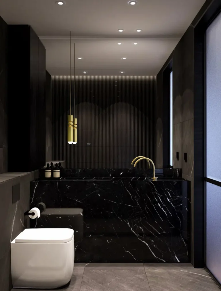 Caribbean Coast bathroom design in black style