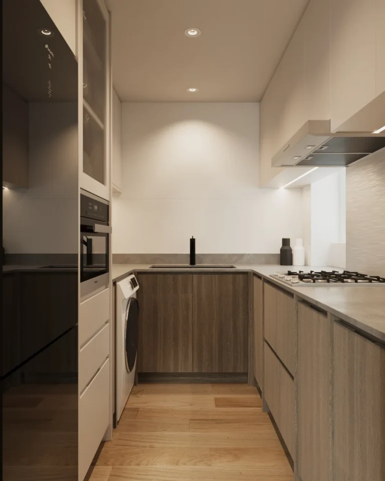 wooden cabinet in kitchen with Scandinavian style