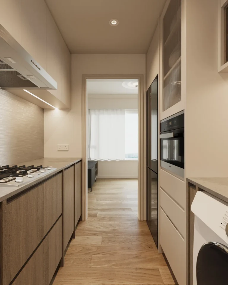 wooden cabinet in kitchen with Scandinavian style