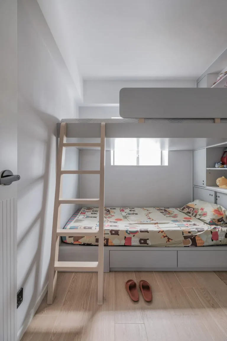 Nordic kid room design with bunk bed