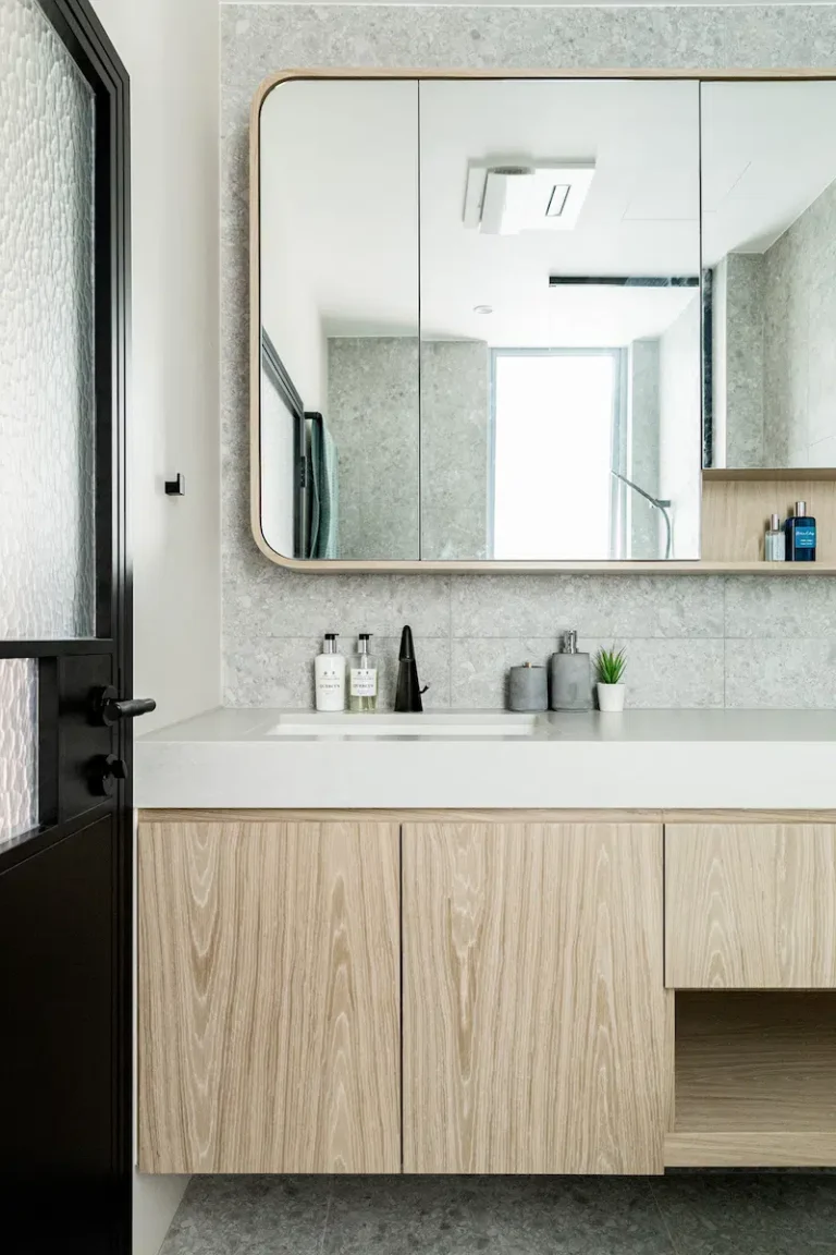 Bathroom design in larvotto grey terrazzo